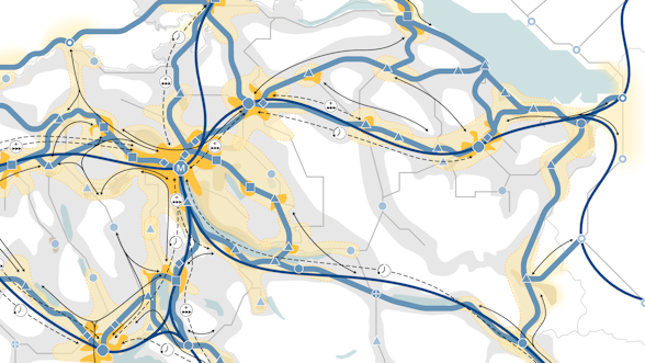 Karte zur Weiterentwicklung des Bahnangebots im Raum Zürich