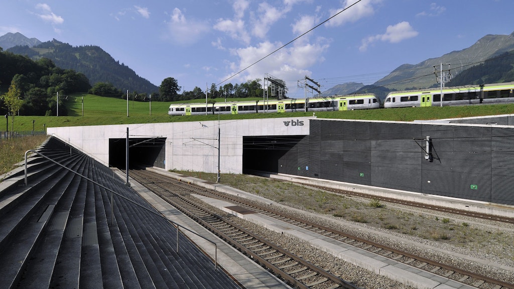 The north portal of the Lötschberg base tunnel