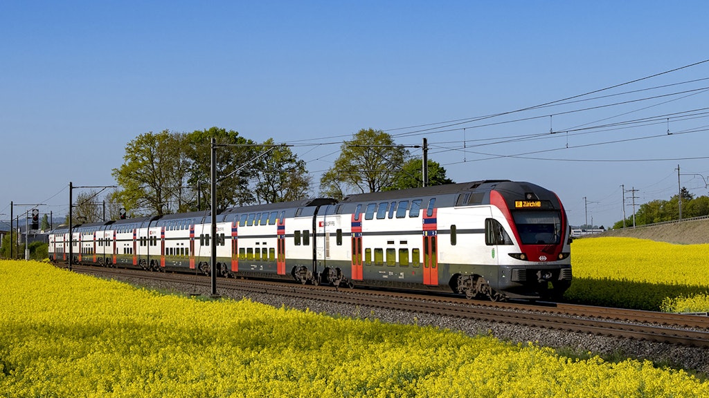 Eine S-Bahn fährt durch die Landschaft