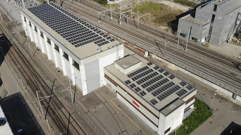 A photovoltaic system on a maintenance building