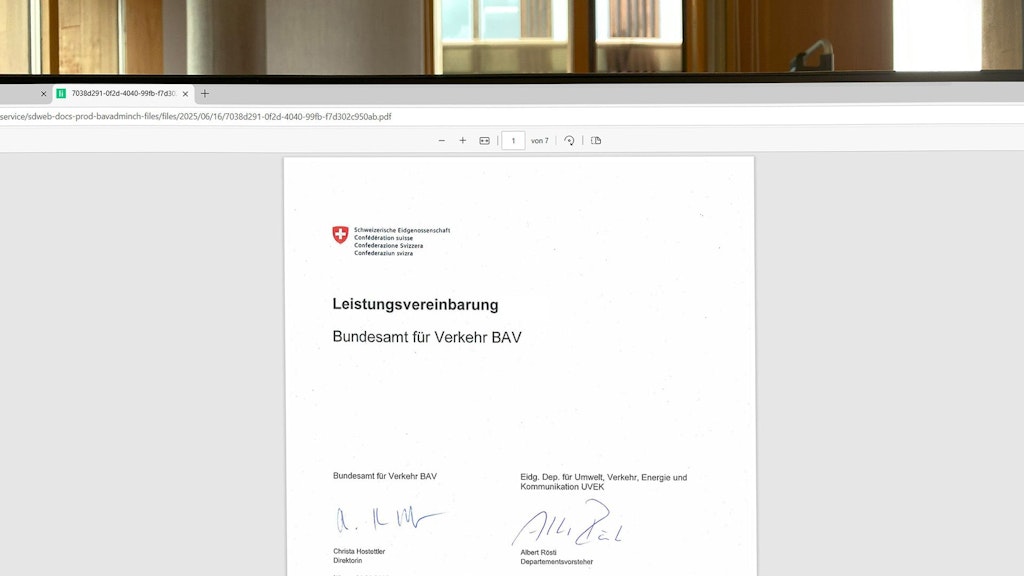 Page de garde de la convention de prestations sur un écran d’ordinateur