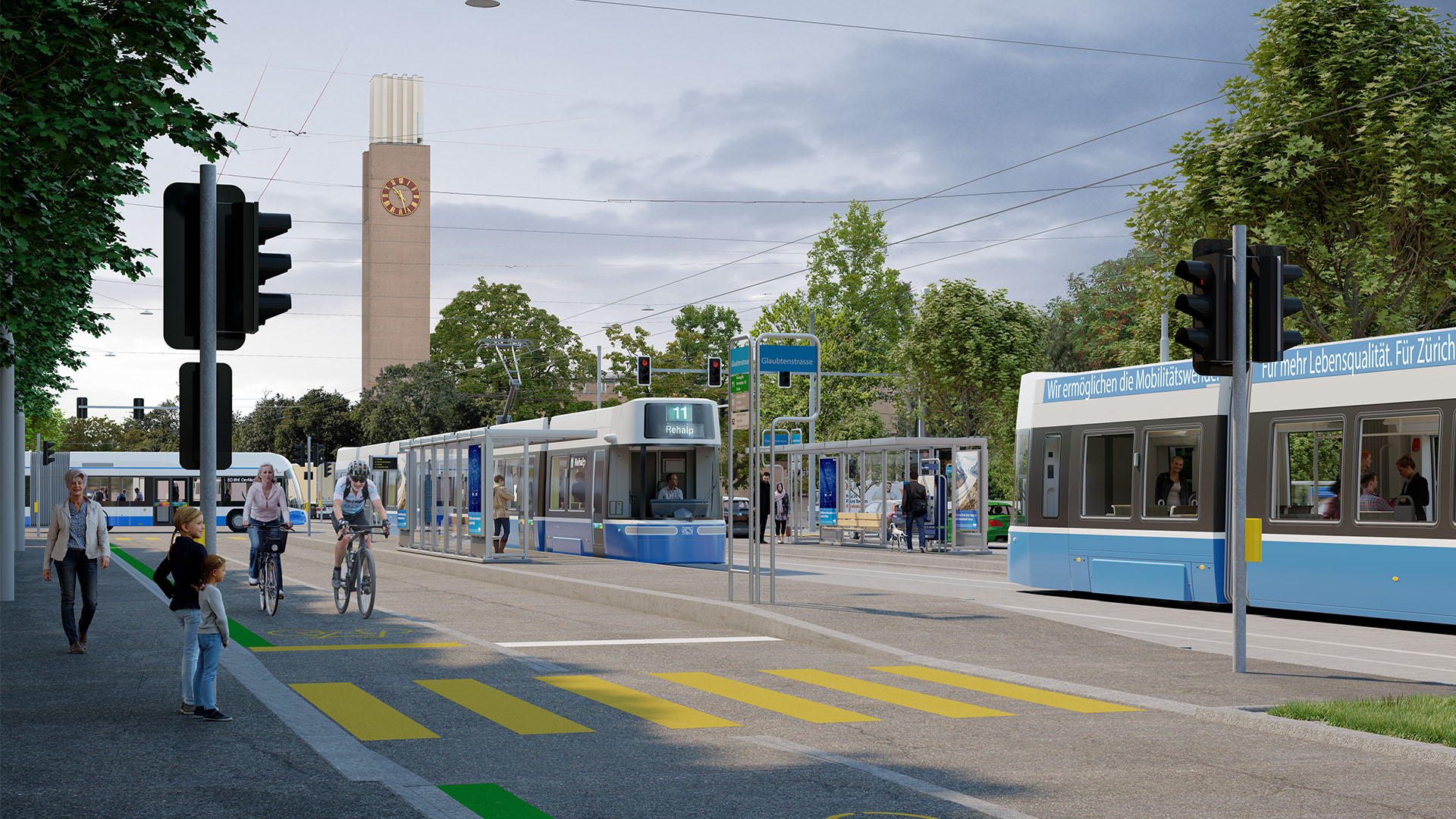 Visualizzazione del futuro tram verso Zurigo-Affoltern
